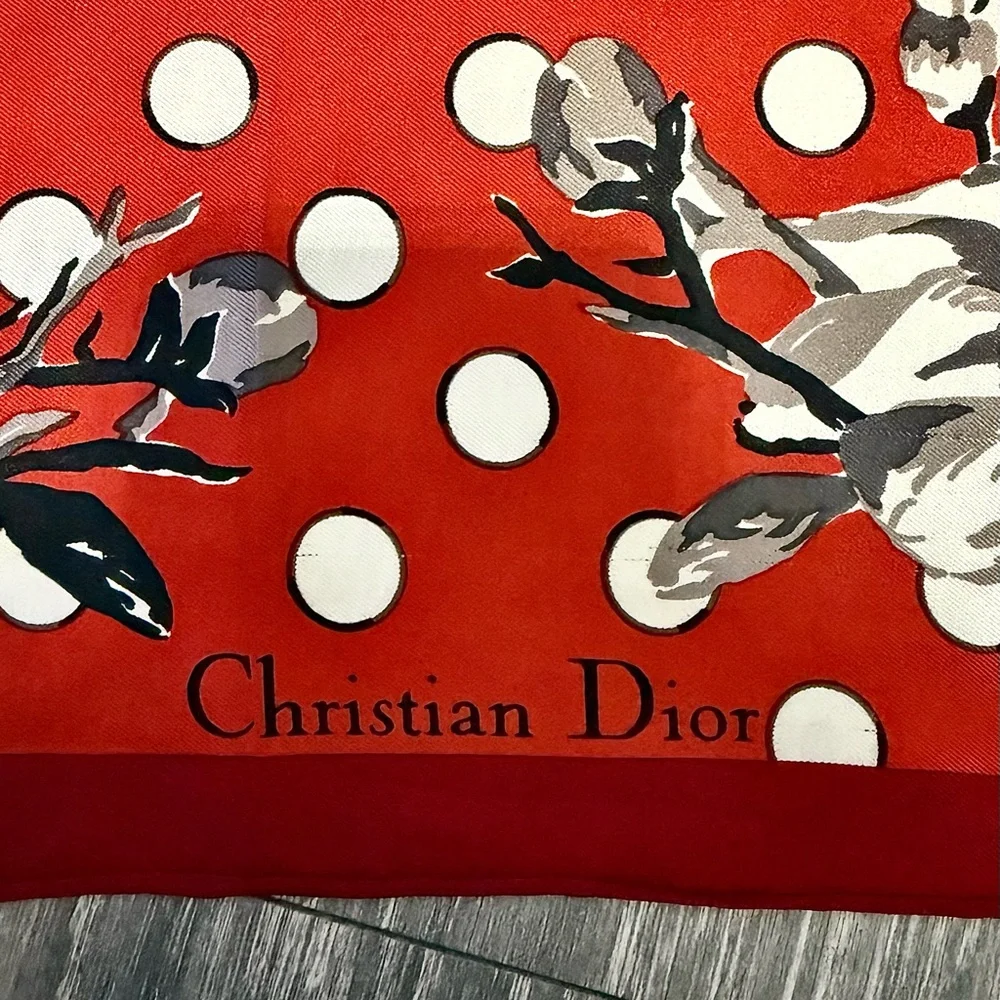 Jumbo Christian Dior Red Floral Polka Dot Scarf all scarves are 40-50% off